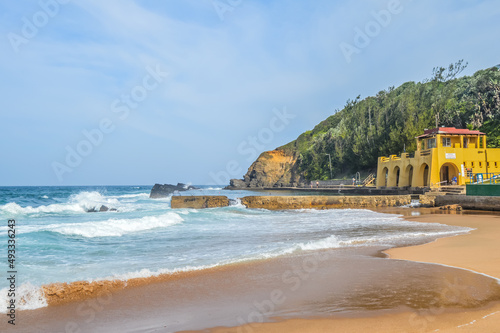 Thompsons bay beach, Picturesque sandy beach in a sheltered cove with a tidal pool in Shaka's Rock, Dolphin Coast Durban north KZN South Africa