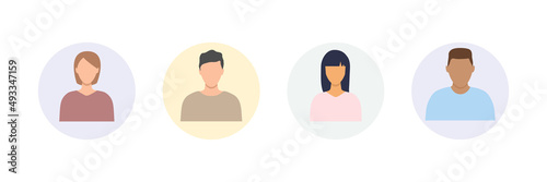 People avatar set. Diverse business men and women icon in round shape. Human heads vector illustration isolated on white.