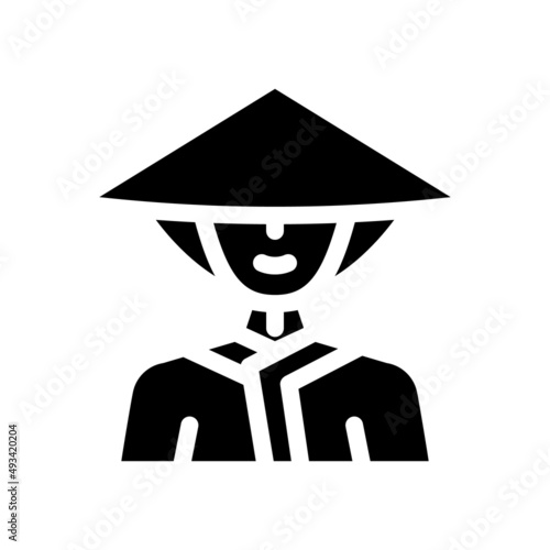 dawley chinese conical hat glyph icon vector. dawley chinese conical hat sign. isolated contour symbol black illustration