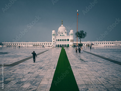 Gurdwara Sri Darbar Sahib, Kartarpur - February, 14, 2021: Narowal, Pakistan, Opened on 09 Nov 2019, also claimed to be the largest Gurdwara in the world and second holiest site of Sikh Religion.