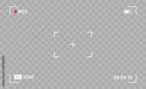 Camera horizontal viewfinder template on a transparent background. 4K phone resolution video rec frame. Photo camera viewfinders. Video recording screen. Vector graphic design