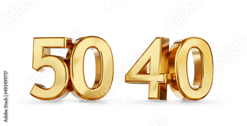 50 and 40 forty and fifty golden bold letters 3d-illustration