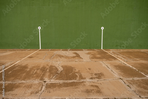 Detail of the marks in an fronton court, basque ball, Spain