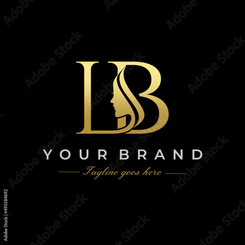 Initial Letter LB Beauty Face Logo Design Vector