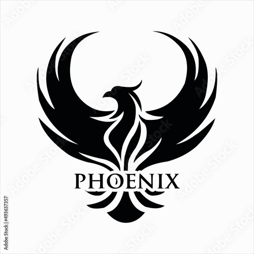 black phoenix design with poenix inscription on the tail