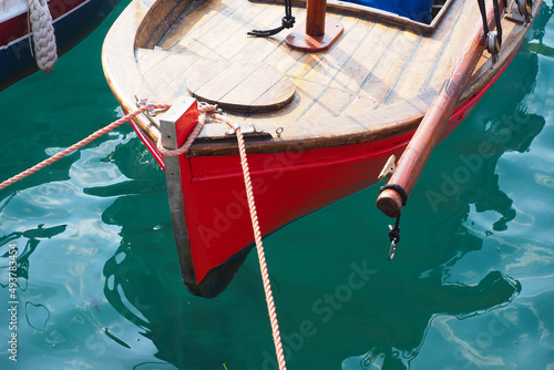 Traditional fishing boat as seen in beautiful Aegean sea Greek island