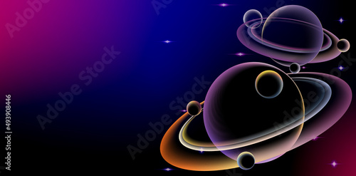 illustration of planet space futuristic background, applicable for website banner, poster company, corporate sign, header, landing page, billboard agency, ads, advertising media, motion picture agency