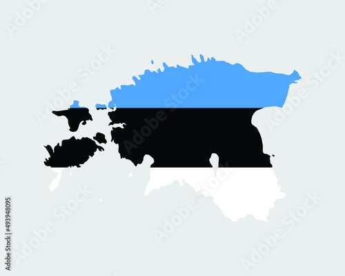Estonia Map Flag. Map of Estonia with the Estonian country banner. Vector Illustration.