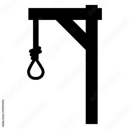 gallows glyph on white background. hang and knot sign. rope symbol. flat style.