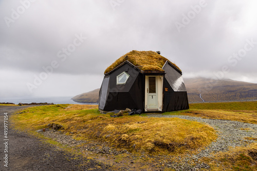 A modern turf igloo near the small village of Kvivik on the island of Streymoy. Faroe Islands.