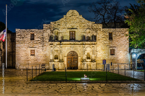 The Alamo Mission in San Antonio at night