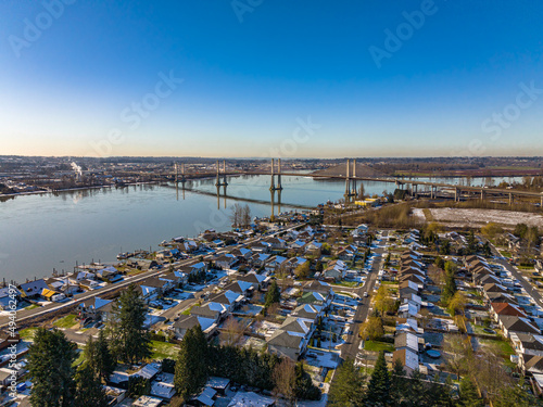 Beautiful view of the Pitt Meadows cityscape in British Columbia, Canada