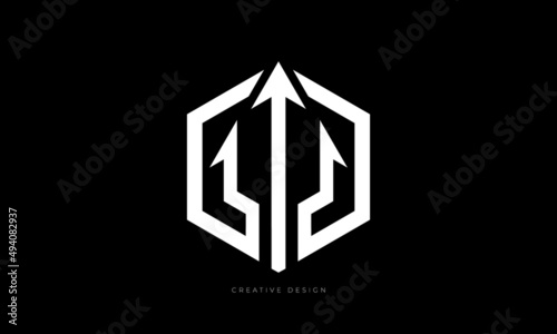 Hexagon trident creative brand logo design