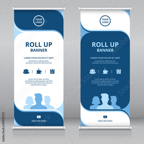 Modern roll up banner template, Standee template, X-banner template, Flag banner