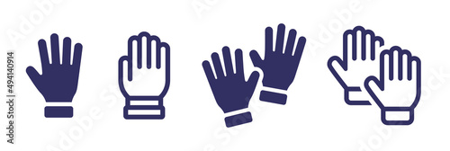 Hand glove icon collection. Hand icon vector illustration.