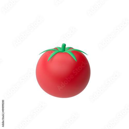 3d render illustration of tomato. Modern trendy design. Simple icon for web and app. Isolated on white background.