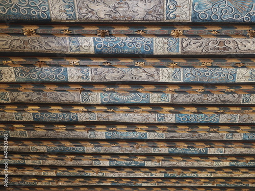 Medieval ceiling of palace in Saragossa city in Spain