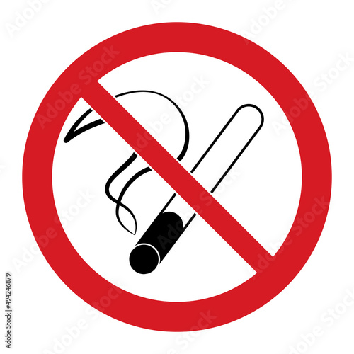 No smoking sign Сigarette icon in red forbidden circle
