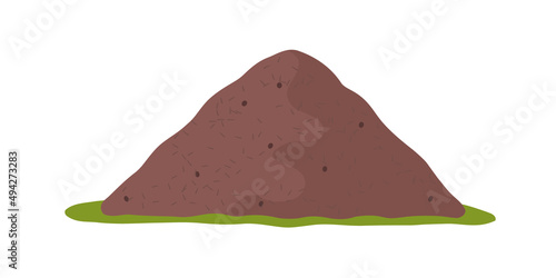 Forest anthill on the green grass. Vector illustration on a white background.