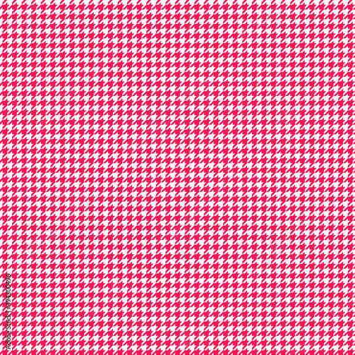 Red hounds tooth pattern cloth. Hounds tooth fabric background. Textile design pattern. Red color pattern on white backdrop.
