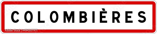 Panneau entrée ville agglomération Colombières / Town entrance sign Colombières