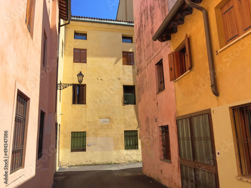 View of colorful buildings in Stradella delle Beccariette, Italy