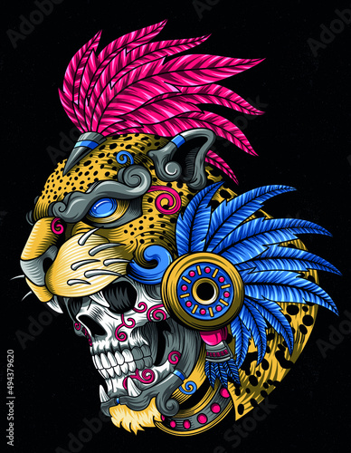 skull jaguar warrior aztec