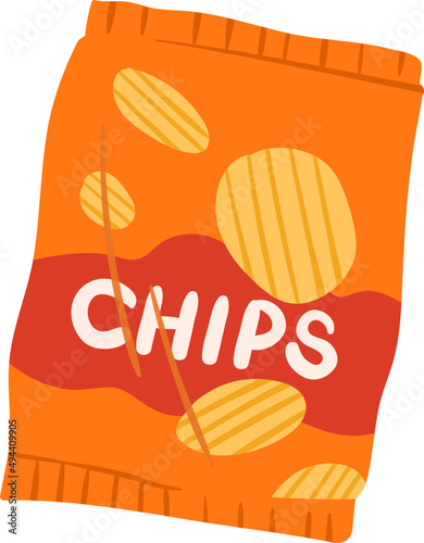 Chips Packaging Cartoon Illustration