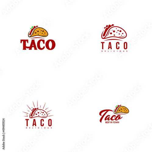 Set of taco logo, badges, banners, emblem for restaurant.