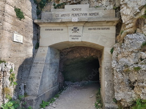 old wall of china, photo as a background , in pasubio mountains, dolomiti, alps, thiene schio vicenza, north italy