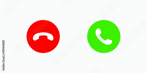 Phone call icon. Accept, decline call button. Green, red handset
