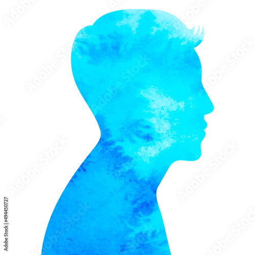 portrait man in profile watercolor silhouette isolated