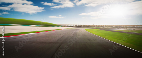 Panorama motion blurred race track.