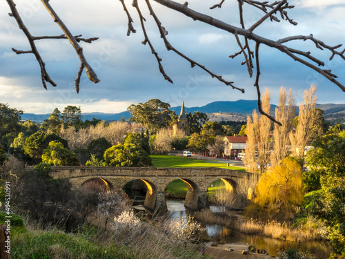 Richmond bridge in the background of the village.