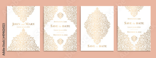Luxury invitation card design with vector ornament pattern. Vintage template. Can be used for background and wallpaper. Elegant and classic vector elements great for decoration.