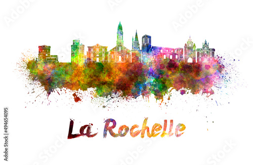 La Rochelle skyline in watercolor