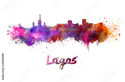 Lagos skyline in watercolor
