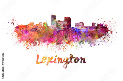 Lexington skyline in watercolor