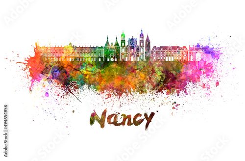 Nancy skyline in watercolor