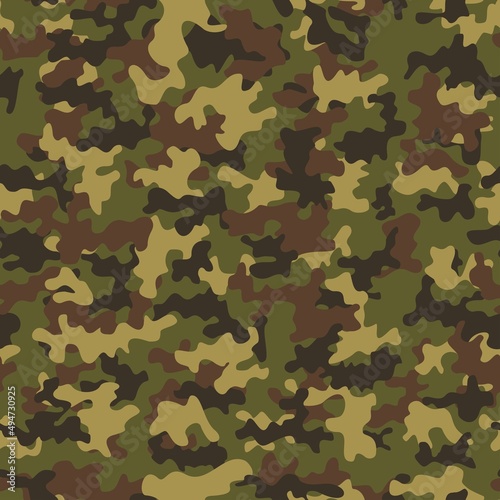 Abstract camouflage trendy classic pattern, military uniform texture, seamless background. Disguise