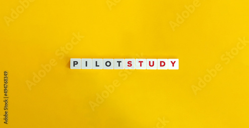 Pilot Study Banner. Letter Tiles on Yellow Background. Minimal Aesthetics.