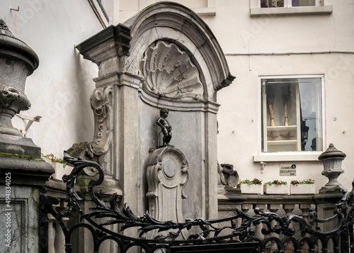 Manneken Pis (Little Pissing Man) statue, located in the centre of Brussels, Belgium