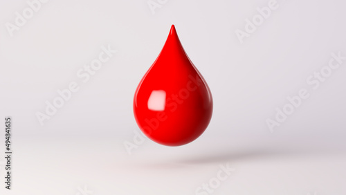 pharma red drop or blood drop isolated on white background. Symbol or sign. 3d render