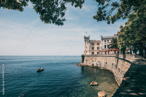 view of the miramare castle by the sea in trieste