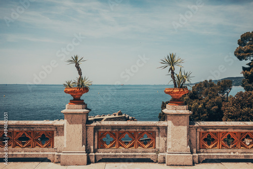view of the miramare castle park by the sea in trieste