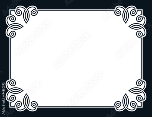 Vector border frame. Background or album page. Simple rectangular horizontal billboard, card, plaque, signboard, sticker or label