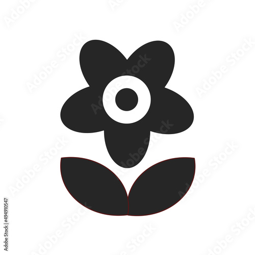 kwiat z dwoma listkami- ikona kwiatek
