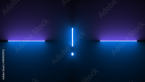 Illustration of a neon punctuation mark isolated on a black background