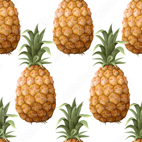 Seamless pattern with pineapples. Vector trendy print