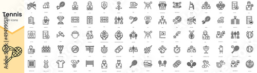 Set of tennis icons. Simple line art style icons pack. Vector illustration